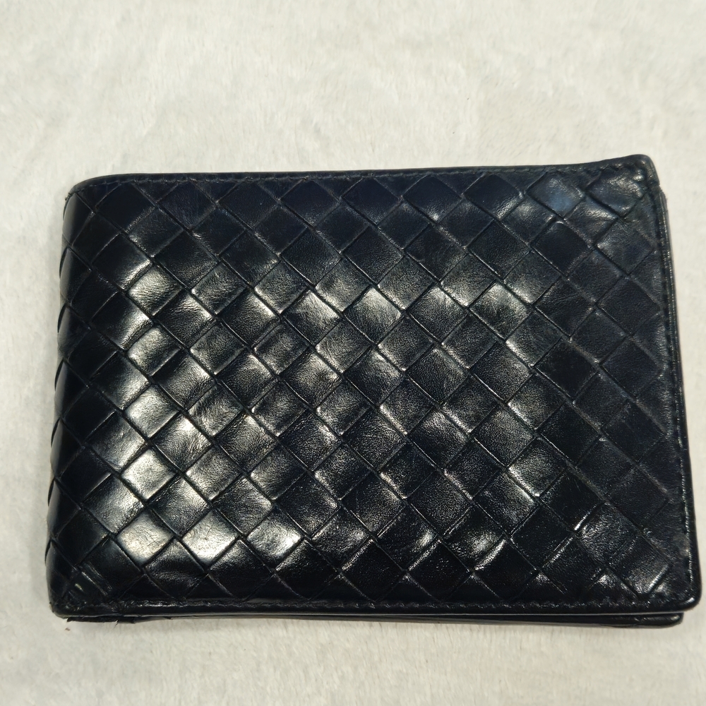 Bottega Veneta Black Woven Leather Card Holder